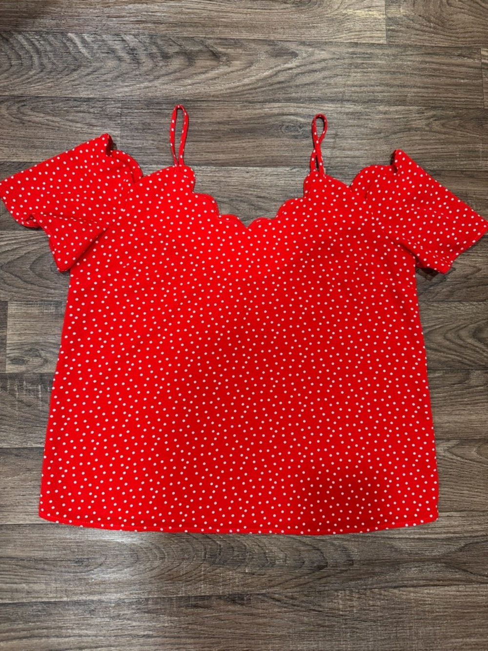 Monteau Los Angeles Red Polka Dot Women's Top